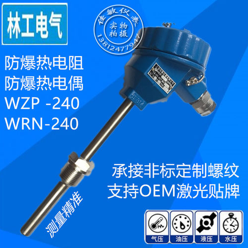Pt100防爆热电阻 WZP-240 螺纹安装防爆热电偶 温度传感器探头