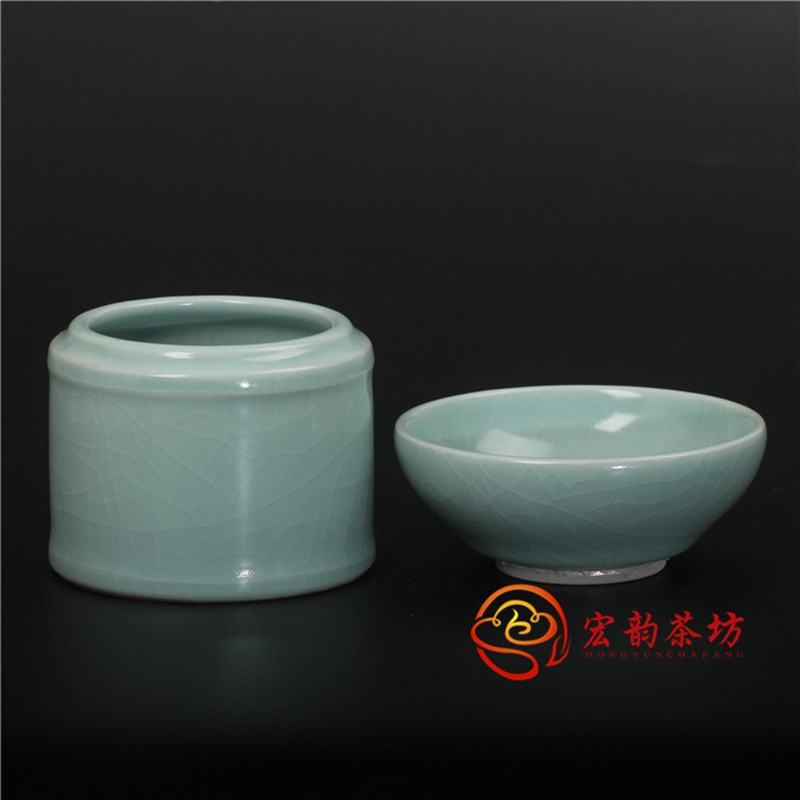 柏采窑豆青釉锦瑟茶漏全手工茶滤中式凌云过滤网复古陶瓷开片茶具