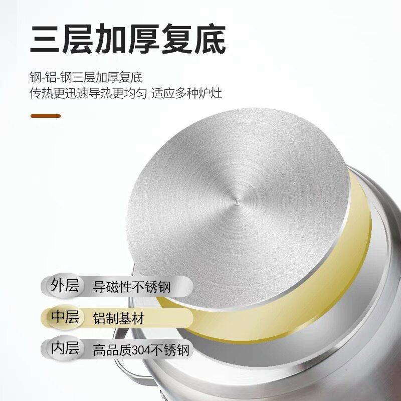 劳特斯蒸锅304不锈钢双层通用煮汤加厚家用蒸炉具馒头材质三层