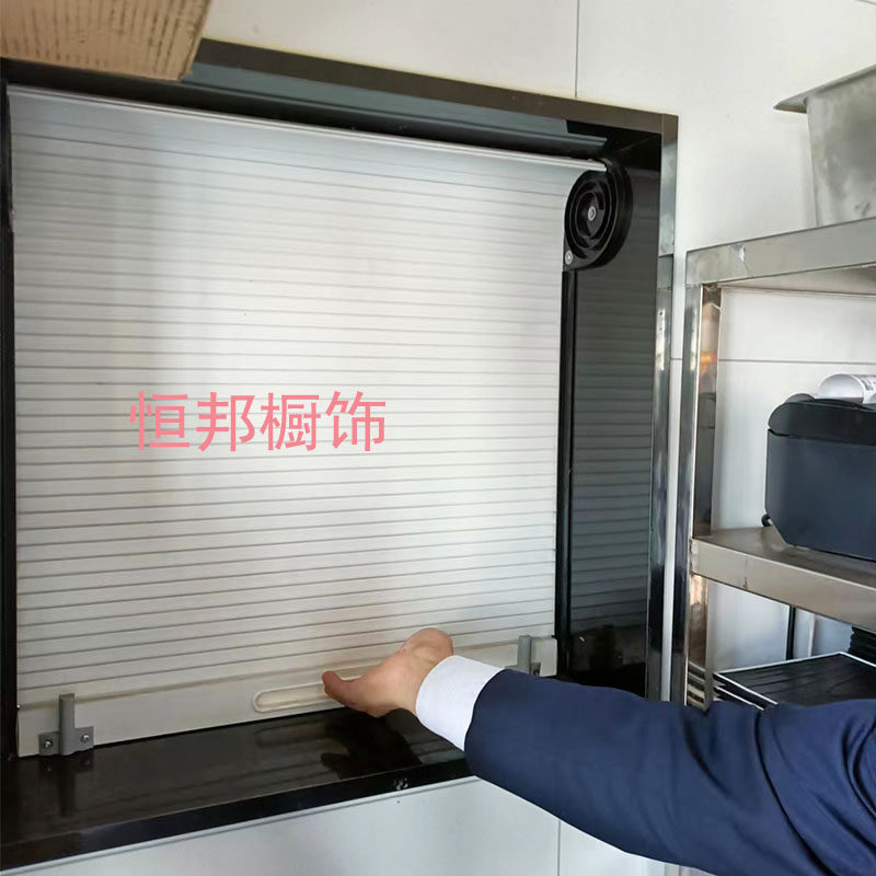 手动式pvc卷帘门厨房出餐百叶菜帘遮挡门传小型卷帘门口推拉门间
