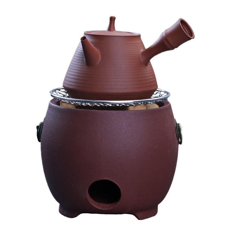 潮州红泥砂铫壶陶壶中式烧水煮茶泡茶壶炭火炉薄锅仔复古围炉煮茶
