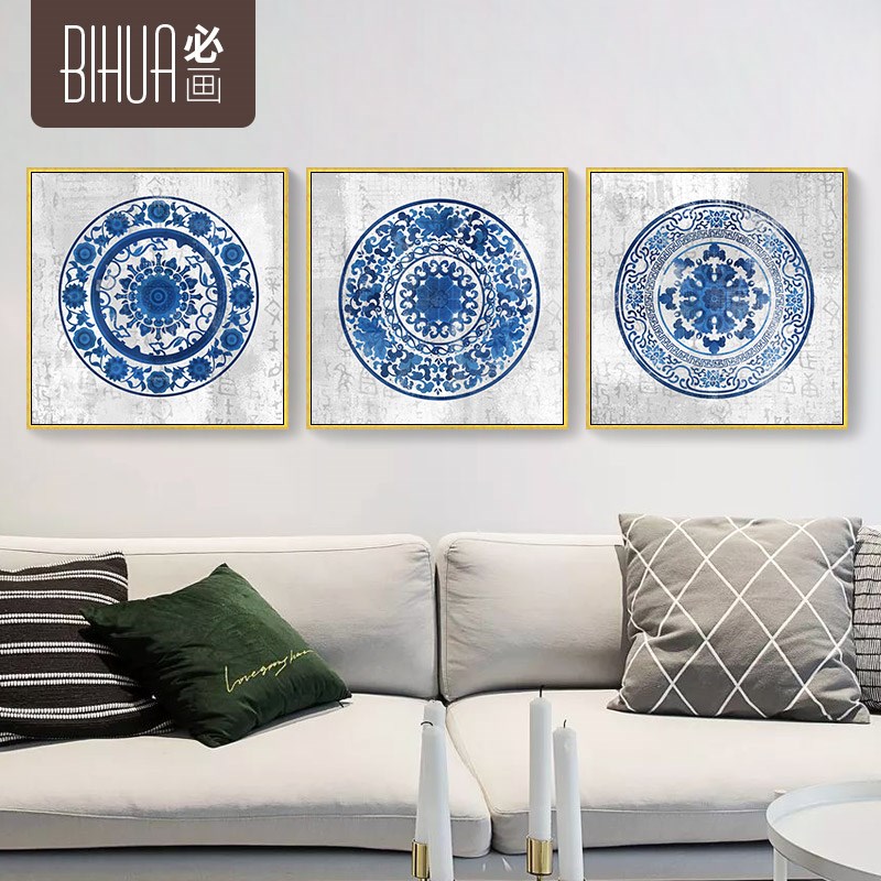 必画客厅装饰画沙发背景墙挂画书房壁画玄关装饰画新中式画青花瓷