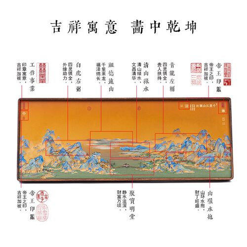 千里江山家居装饰办公室家居玄关客厅桌面摆件长辈贺寿礼物中国风