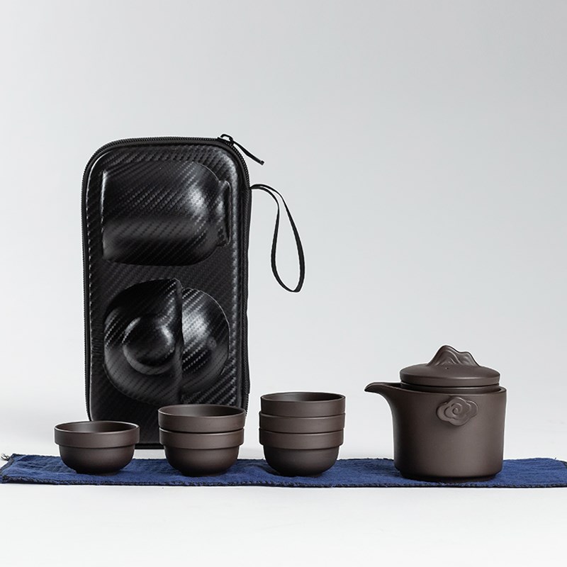 龙浔紫砂旅行功夫茶具快客杯茶壶茶杯家用便携收纳定制一壶四六杯