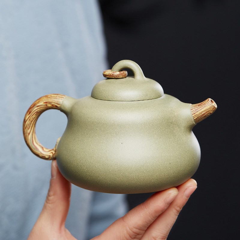 宜兴纯手工紫砂壶名家正宗豆青砂葫芦泡茶壶单壶陶瓷功夫茶具套装