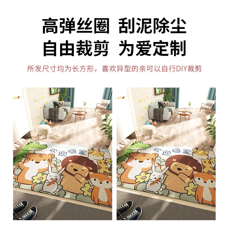 卡通北欧风入户门丝圈地垫家用门垫门厅大门口地毯进门脚垫可裁剪