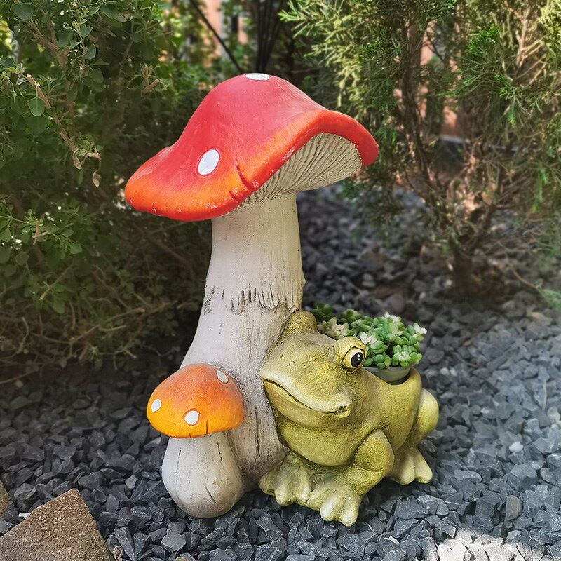 花园庭院装饰创意植物摆件蘑菇小房子欢迎牌院子阳台景观布置造景
