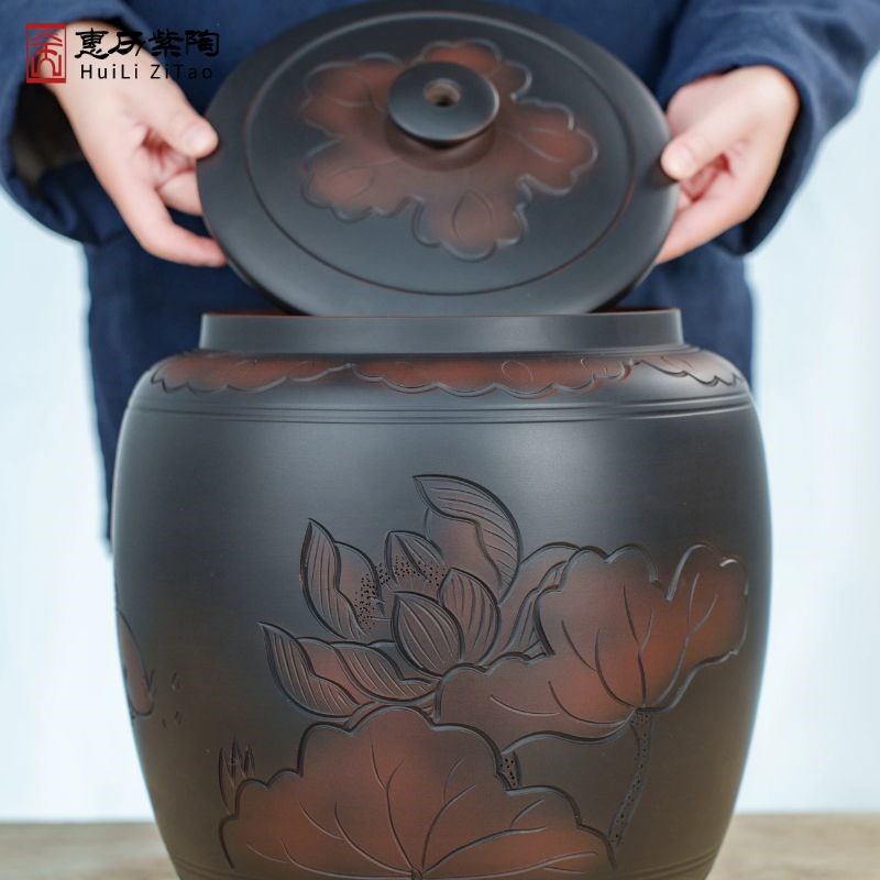 水桶家用储水罐陶瓷家用老式水缸带盖茶台泡茶抽水养水净水桶