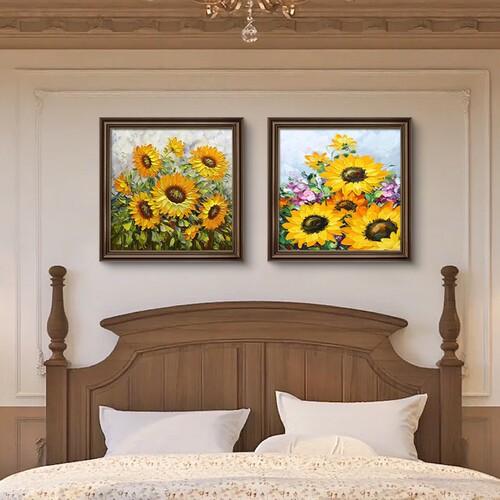 卧室画床头挂画植物花卉主卧装饰画女孩房床头画背景墙装饰