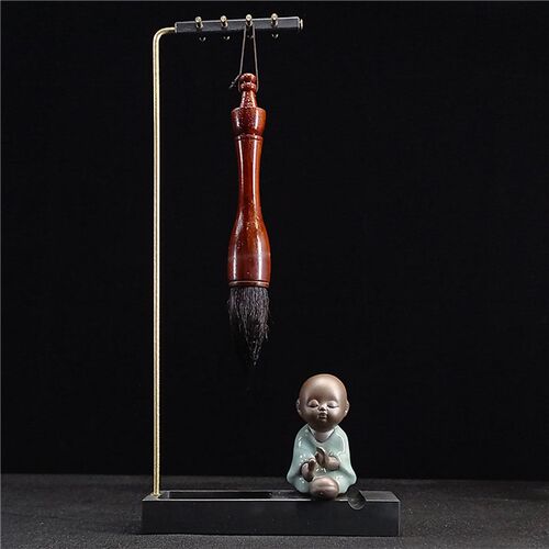 铜砚笔架毛笔挂毛笔学生墨碟创意摆件挂笔卖笔展示架毛笔架
