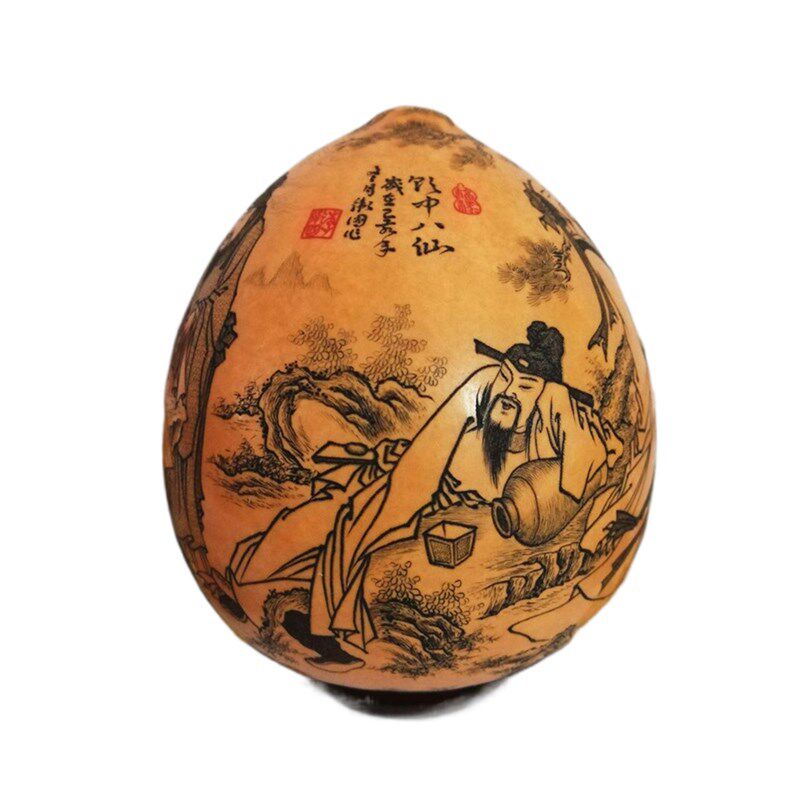 精工雕刻把玩手捻微雕针刻彩雕文玩天然鸡蛋葫芦收藏品摆件实物图