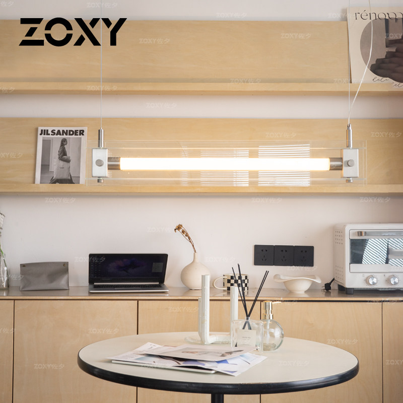 zoxy佐夕包豪斯长条一字马扎吊灯极简玻璃工业风LED吧台餐厅灯具