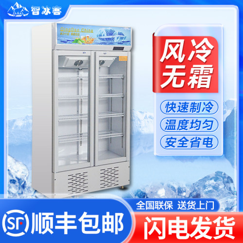 智冰客饮料展示柜冷藏保鲜冰柜大容量双开门超市立式单门啤酒冰箱