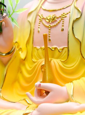 寺庙大型观世音菩萨家用观音佛像供奉观音客厅摆件粉彩观世神像