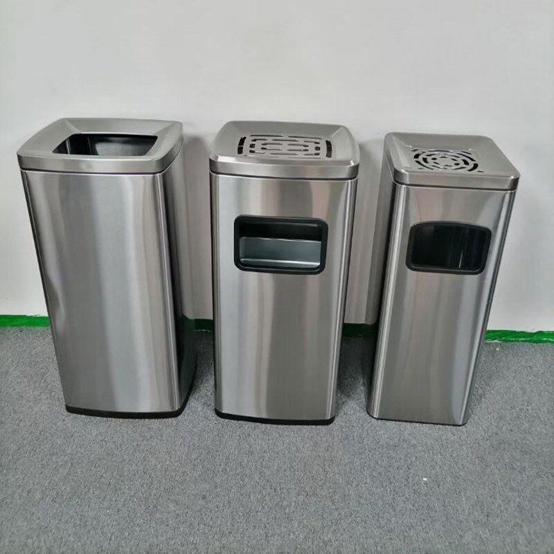 不锈钢长方形垃圾桶加厚环境桶酒店大堂过道电梯口收纳桶学校商用