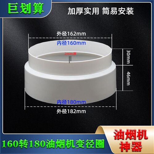 【内径160转180】变径接头抽油烟机塑料变径圈接PVC排烟铝箔烟管