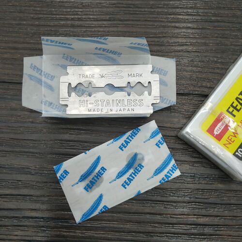 帝诗男士老式安全剃须刀剃须用黄羽毛刀片整盒装20小盒200片