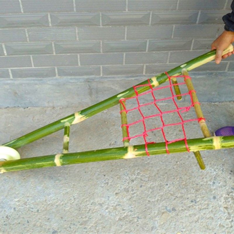 竹木小推车玩具手推车独轮车亲子活动玩具小孩户外游戏推车玩具