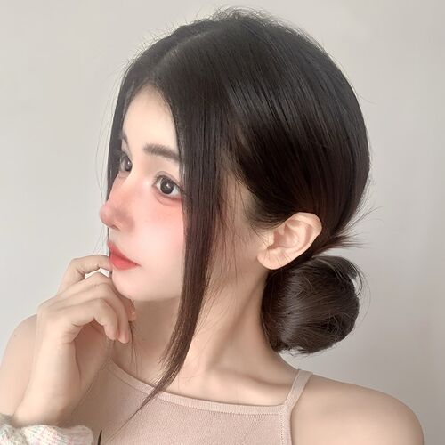 假发发圈假发圈盘发丸子头假发髻女盘发器卷花苞头真发低马尾发饰