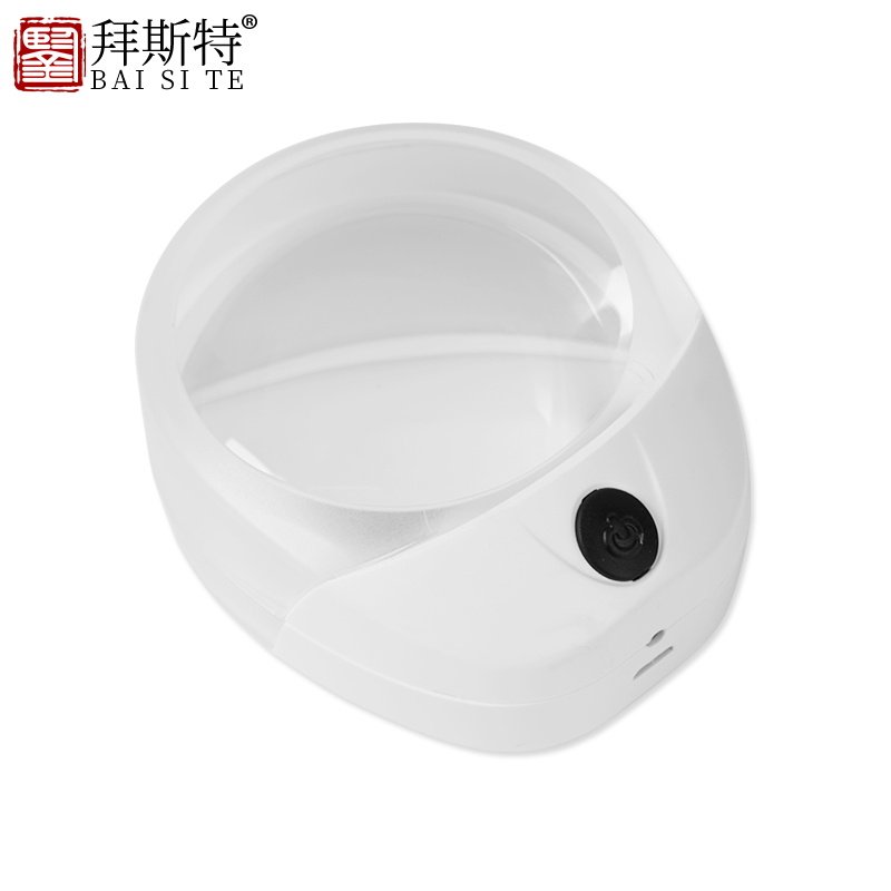 拜斯特10倍充电放大镜带LED白光老人儿童阅读学习伴侣送USB线布袋