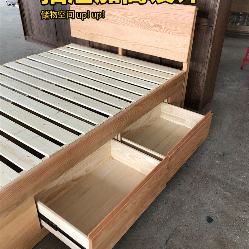 作点家具定制飘窗拼接床欧式简约实木榻榻米落地床架带储物箱体床