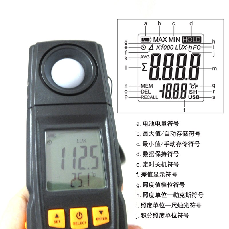 光益数字式照度计高精度测光表 便携式测光仪光照强度弱光测光表