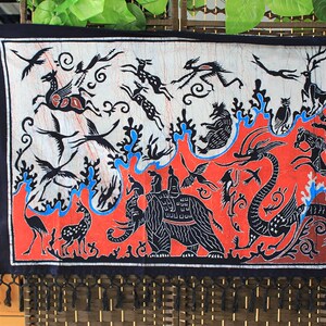 民族工艺品蜡染画纯手工大气布艺挂画客厅会议室装饰背景画汉兽图