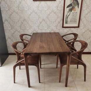 北美黑胡桃木餐桌北欧全实木长方形桌子家用餐厅家具餐台书桌茶桌