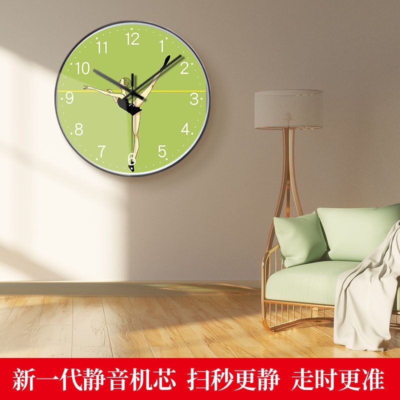 舞蹈健身房时钟创意艺术挂钟个性简约时尚芭蕾静音钟表家居壁挂表