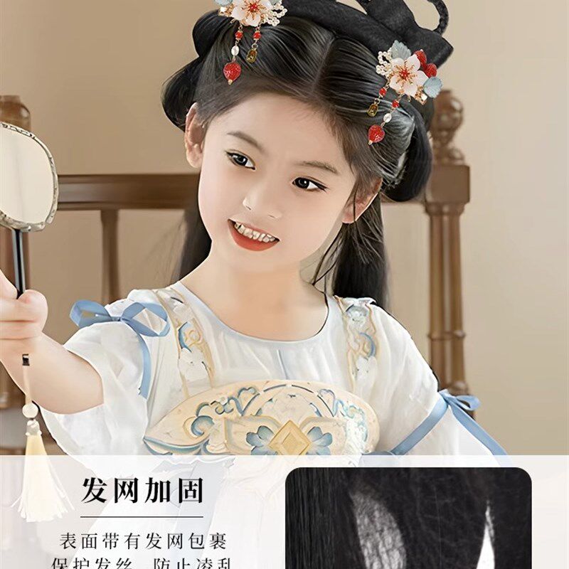 儿童汉服古装假发包一体式懒人发箍发饰古风女童造型发包发髻头饰