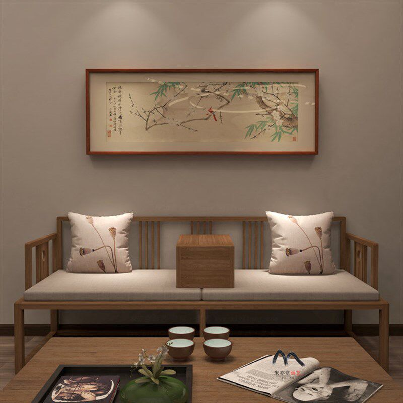 米亦堂x于非闇 新中式日式梅花竹鸟国画客厅茶馆玄关横幅宣纸挂画