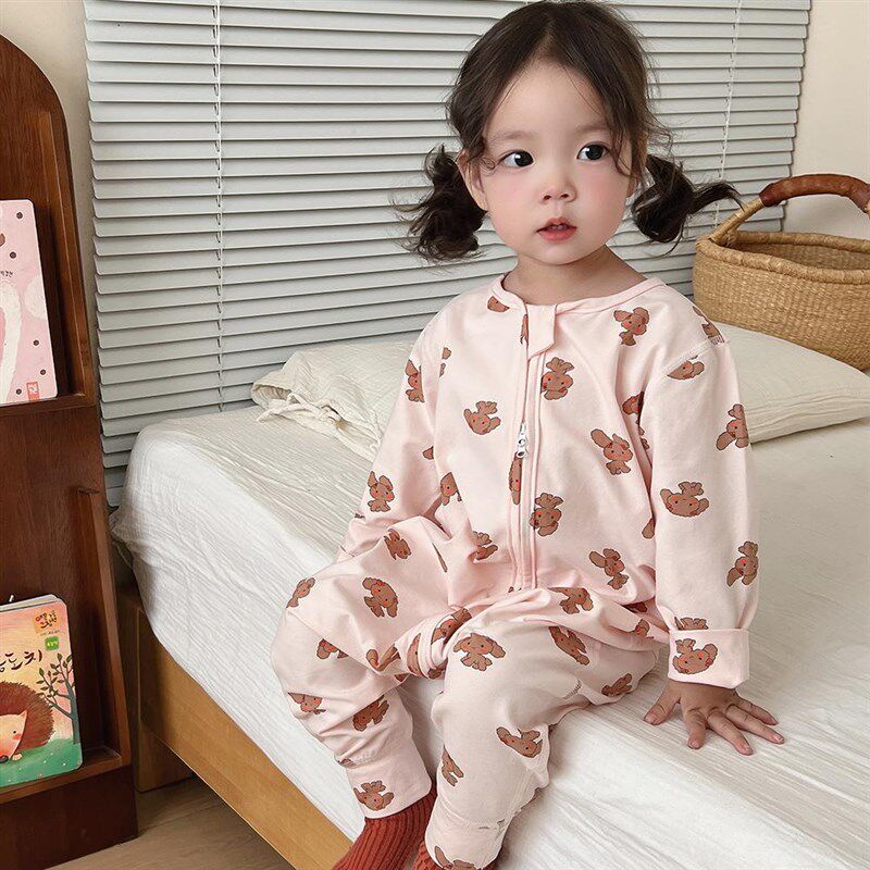 女童薄莱卡棉婴儿睡袋春秋款宝宝睡衣儿童分腿四季通用防踢被无骨