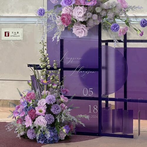 迎宾花艺装饰水牌花架婚礼交车仪式装饰道具假花餐桌路引花球组合
