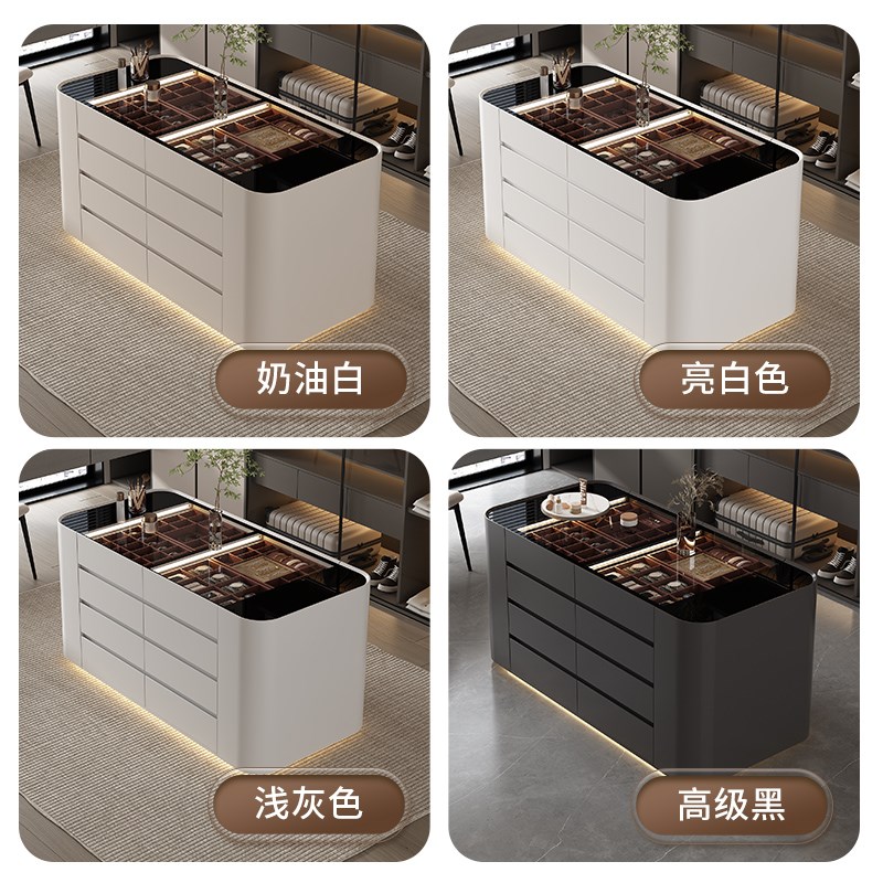 抽屉式衣帽间中岛柜 简约实木多层展示柜 影楼首饰收纳柜 亮白色