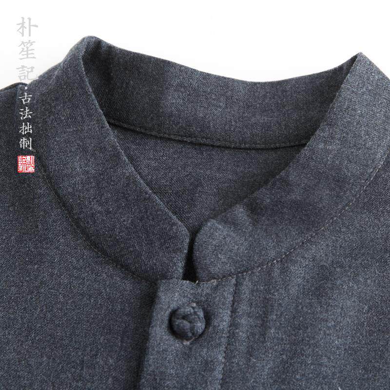 朴笙记简约毛呢外套男士春秋复古精纺羊毛上衣中国风大码宽松唐装