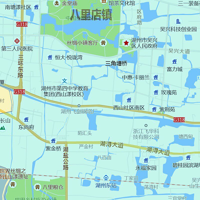 吴兴区地图1.15m湖州市家用折叠高清办公室书房装饰画墙贴