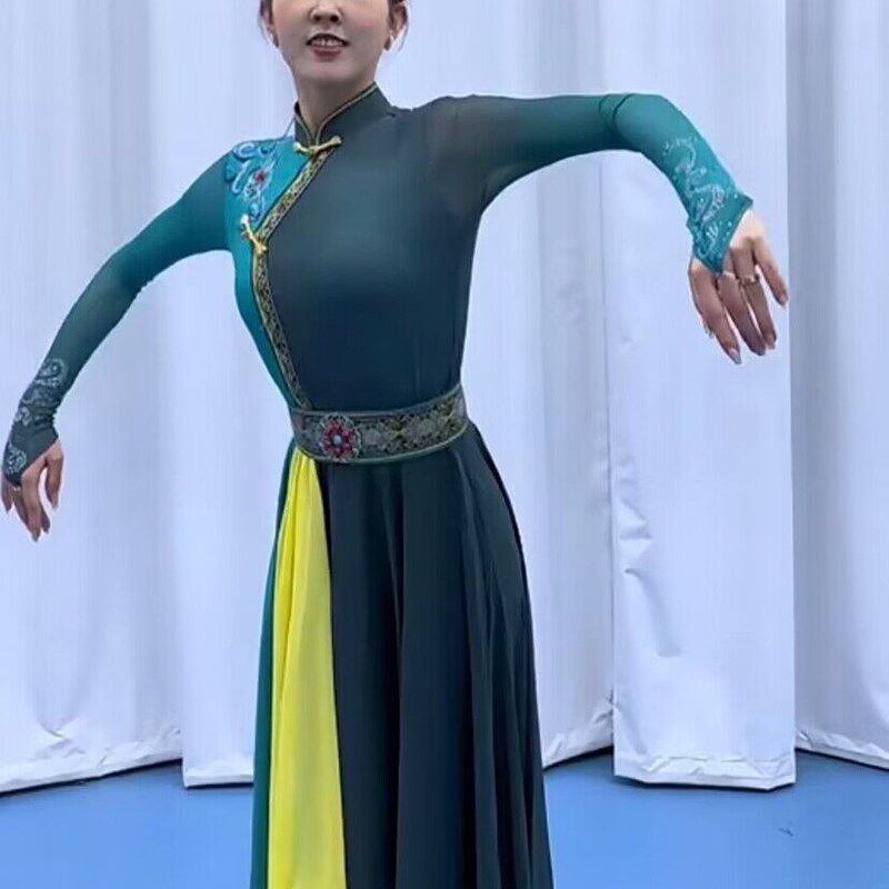 蒙古服装女艺考少数民族演出服舞蹈成人舞蹈服蒙古袍草原筷子