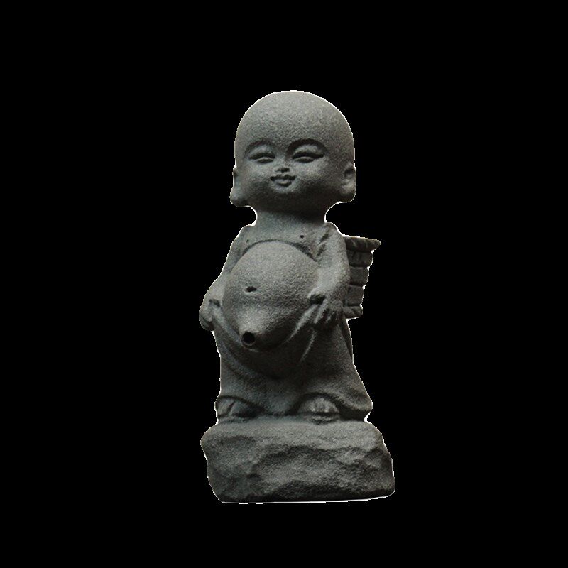 天然罗源青石童子茶漏 茶桌摆件撒尿小孩石雕茶宠喝茶可爱小摆件