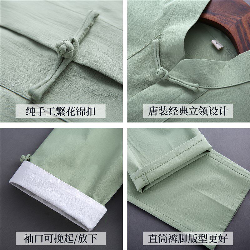 中国风唐装男薄款短袖夏汉服夏天古装汉服款夏季青年民国男装马褂