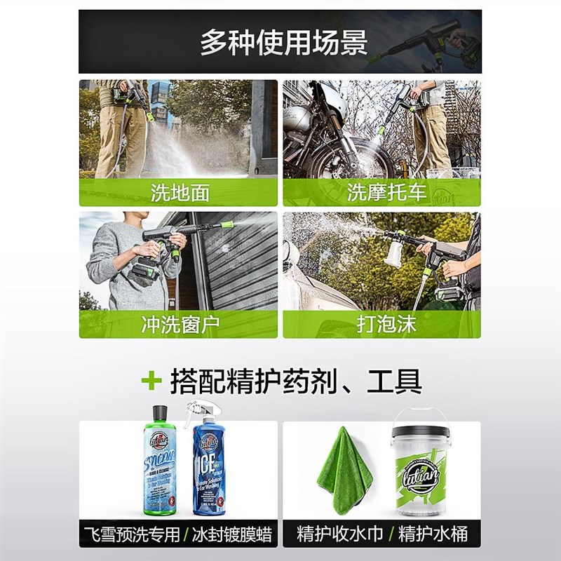 绿田锂电池清洗枪B4便携式洗车神器高压水泵无线充电式洗车机水枪