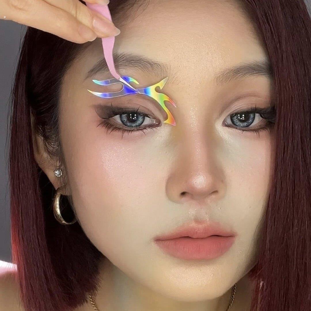 眼线贴懒人防水防汗欧美眼部彩妆贴纸镭射镂空纹身贴彩绘舞台妆贴
