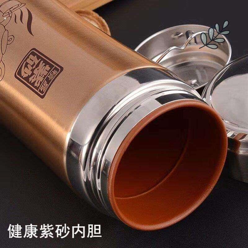 真陶瓷内胆杯保温壶紫砂杯大容量车载家用茶杯可携式水杯礼品送长