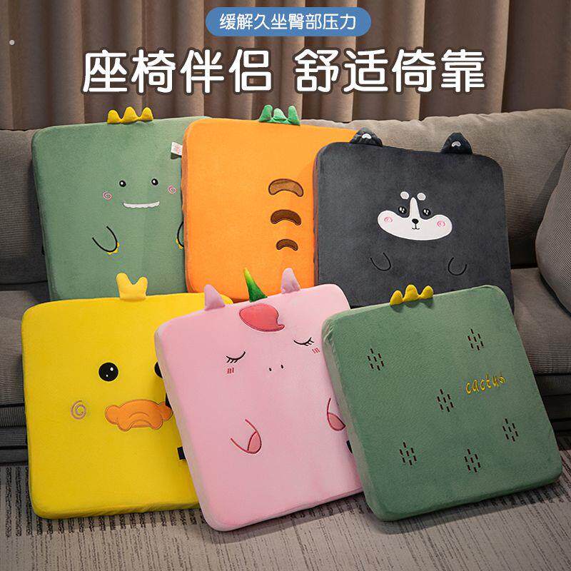 新款可拆洗海绵坐垫二哈恐龙胡萝卜仙人掌带绑带坐垫椅垫沙发垫