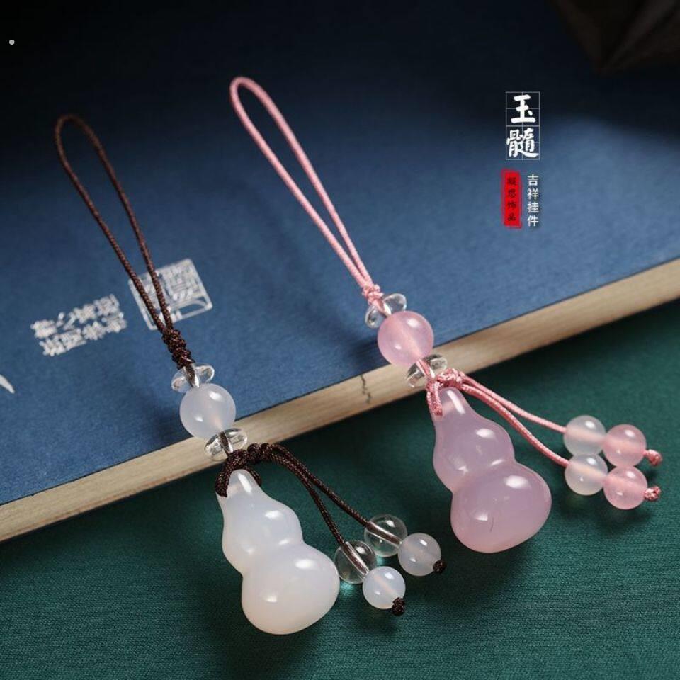 红玛瑙手机挂件天然玉髓葫芦玉石挂绳饰品女链送朋友闺蜜高级轻奢