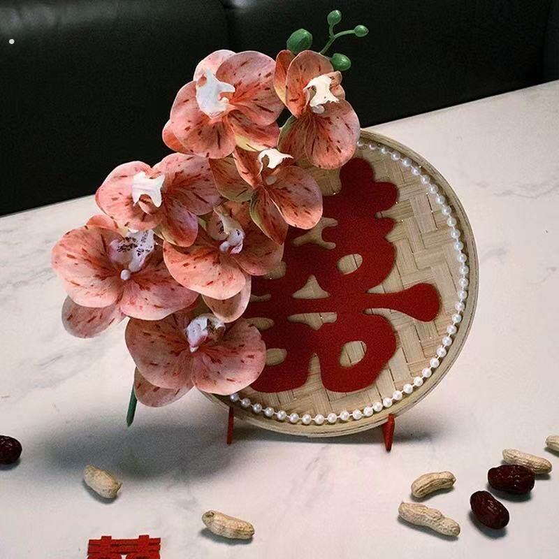 【备婚好物】结婚摆件订婚迎宾桌面摆件婚礼创意竹编簸箕喜字装饰