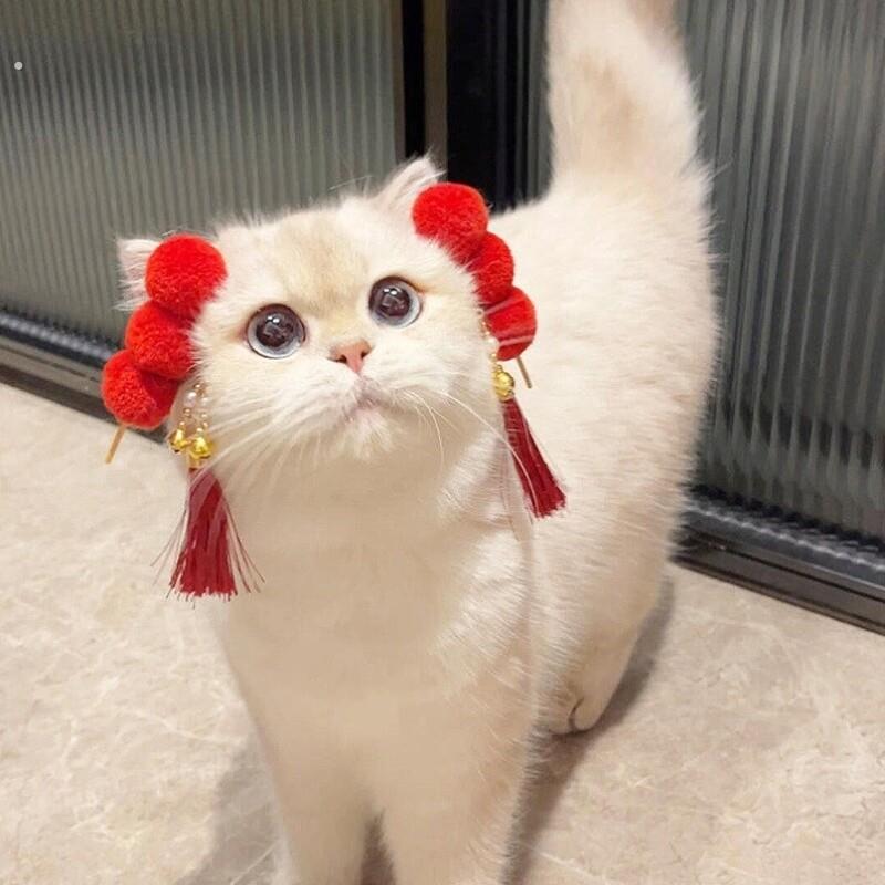 宠物发夹可爱猫咪布偶马尔济斯泰迪狗狗新年装扮品糖葫芦发夹头饰