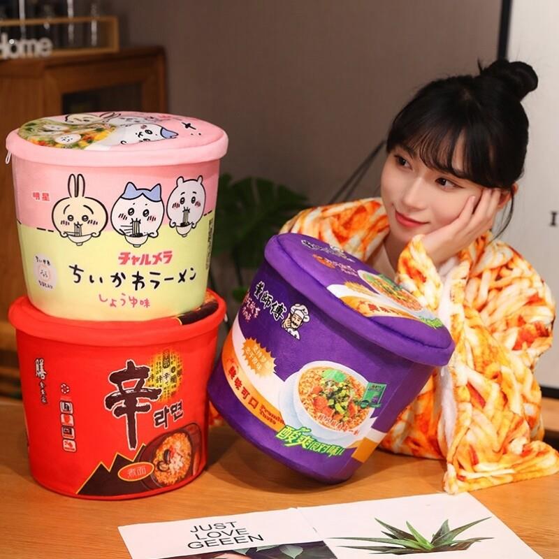 创意搞怪泡面抱枕被子两用靠枕办公室午睡枕头毯子方便面毛毯玩偶