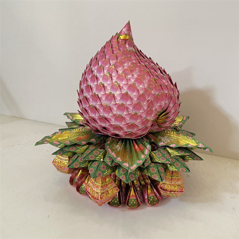 30*22彩色纸折叠特色手工艺品折纸品红色桃子文化用品寿字图案1个