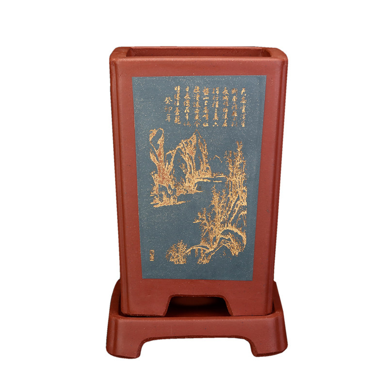 精品紫砂兰花专用盆手工桌面室内君子兰四方古典陶瓷兰草盆景花盆