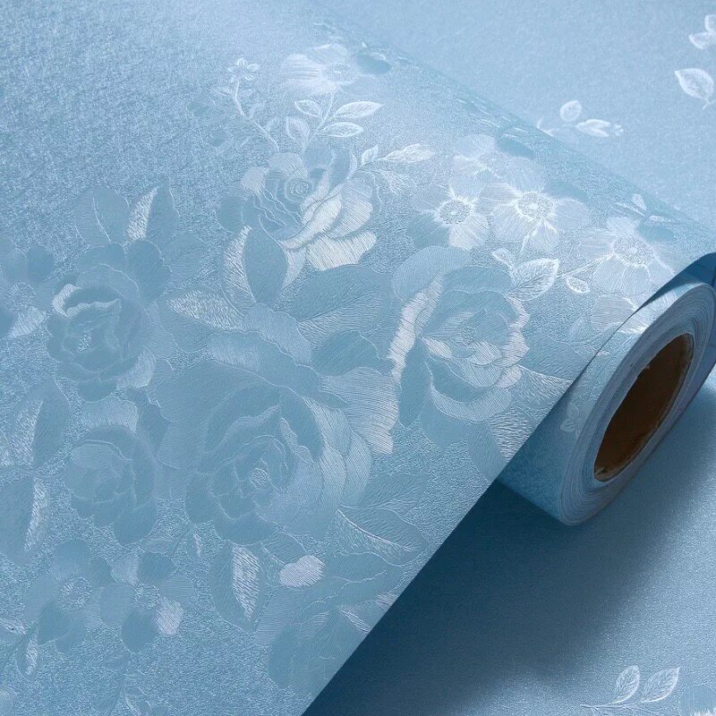 1.2米宽加厚自粘墙纸防水3D立体墙贴素色玫瑰牡丹彩妆膜卧室壁纸